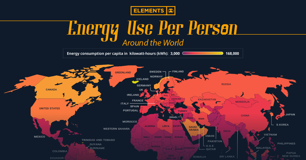 Energy Consumption Map Of The World - Feliza Valentine