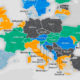 cropped map of Europe with countries coloured based on their primary energy source of electricity generation