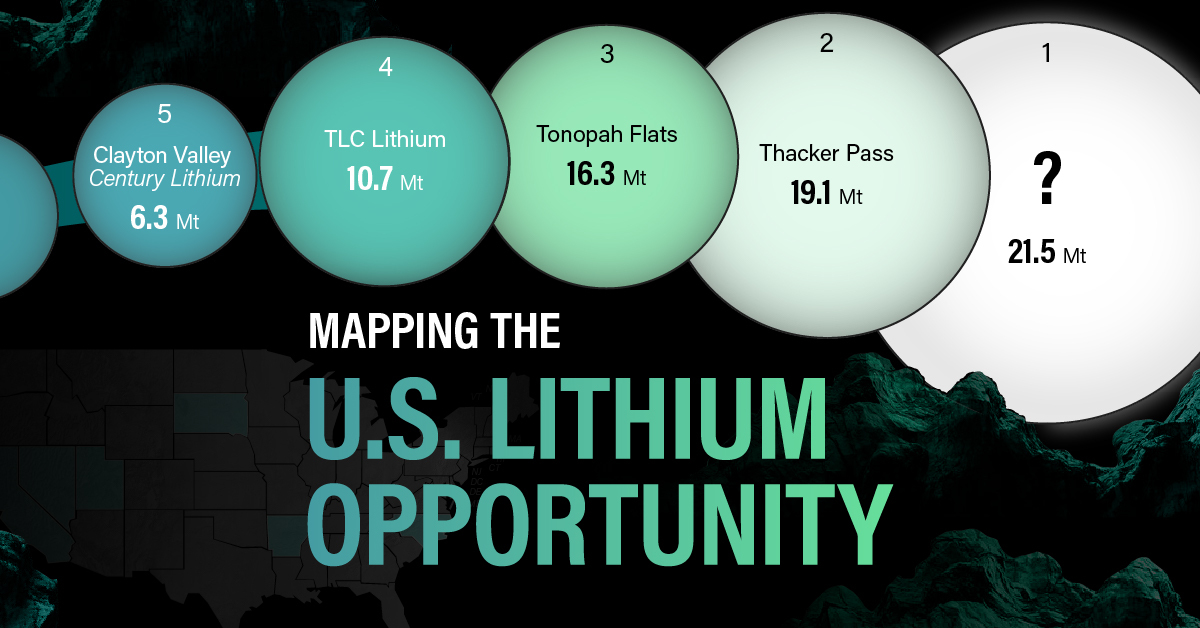 Teaser graphic of a map that shows the sizes of the top U.S. lithium mines.