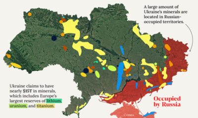 This map shows Ukraine's mineral resources according to data from the Ukrainian Geologic Survey.